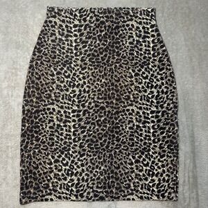 ING Leopard Animal Print Pencil Skirt‎ Size S Stretch Bodycon Y2K Office Career